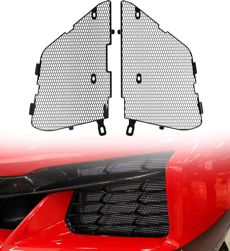Black Aluminum Front Radiator Guards Grille for C8 Stingray Z51 Coupe Convertible/HTC 2020-2025-1