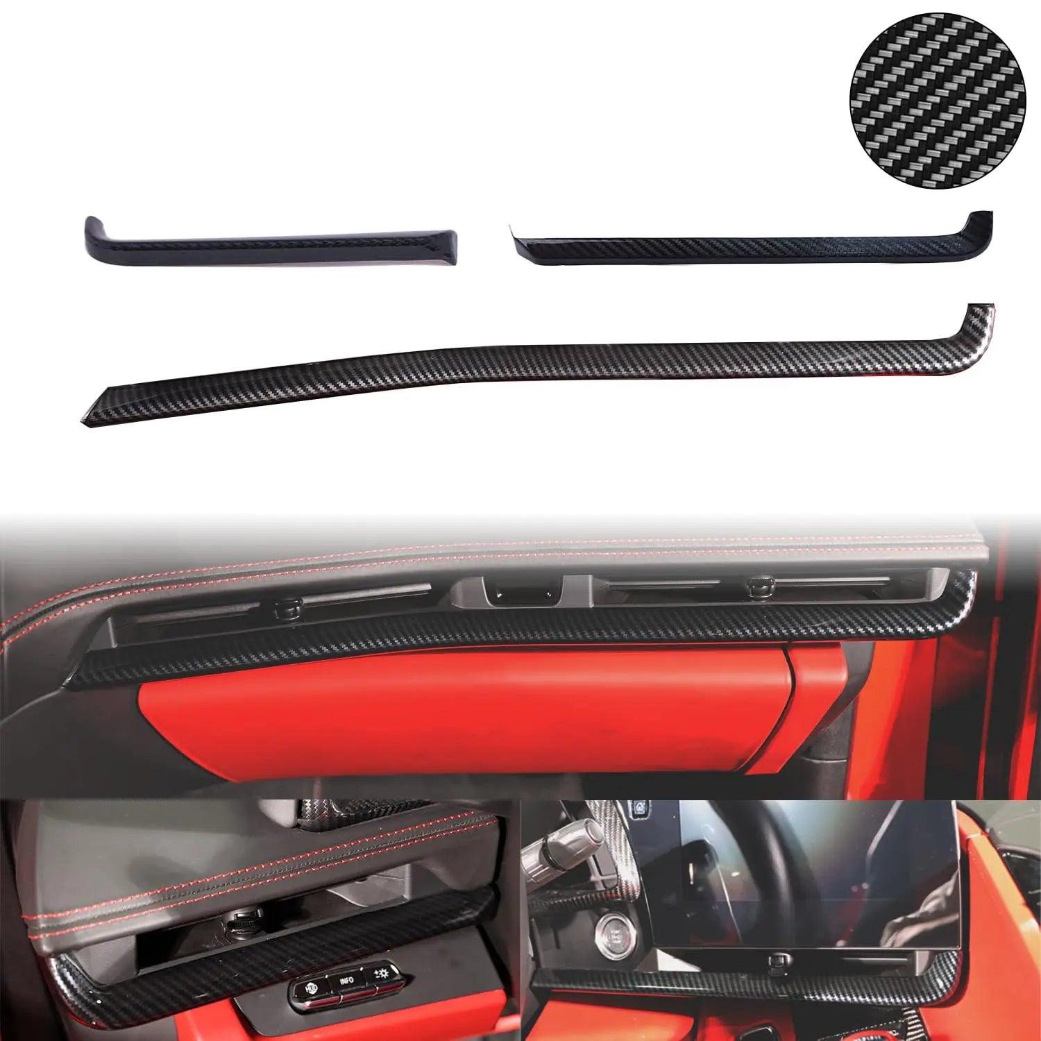 Yellow Real Carbon Fber Dashboard Cover Trm Ft For Corvette C8 2020