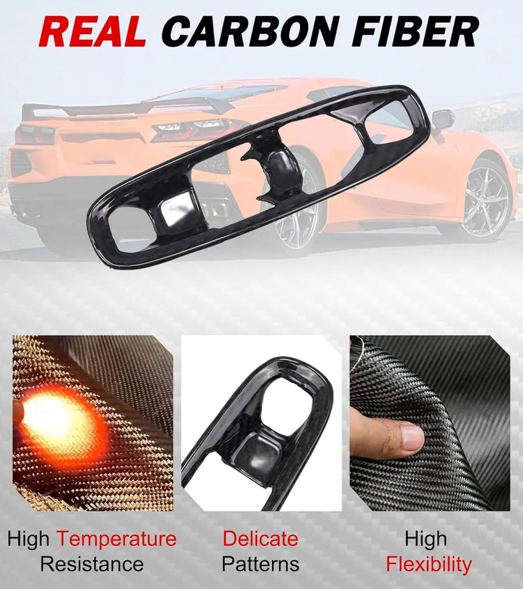 C8 Real Carbon Fiber Console Gear Shift Button Panel-2