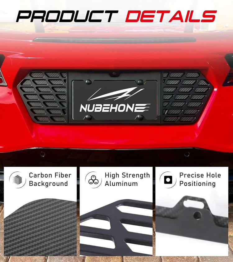 Aluminum C8 License Plate Frame with Real Carbon Fiber Background-2