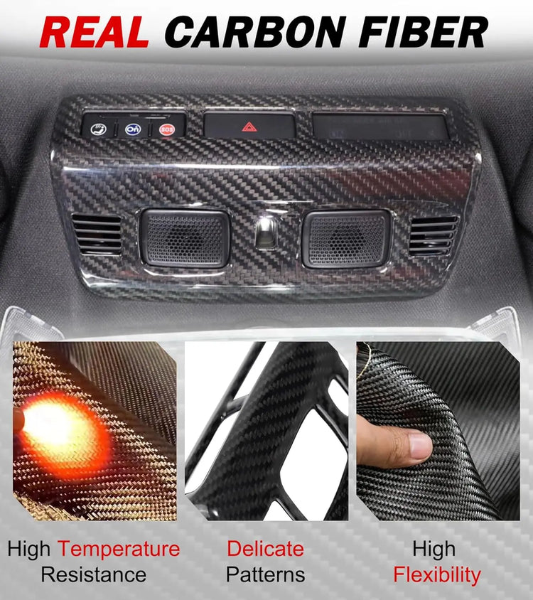 C8 Real Carbon Fiber Roof Reading Light Lamp Cover-2