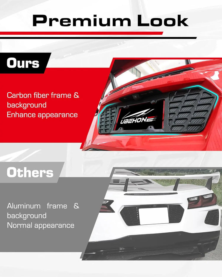 100% Carbon Fiber C8 License Plate Frame 4 Holes for Corvette C8 Stingray Z51 2020-2025-2