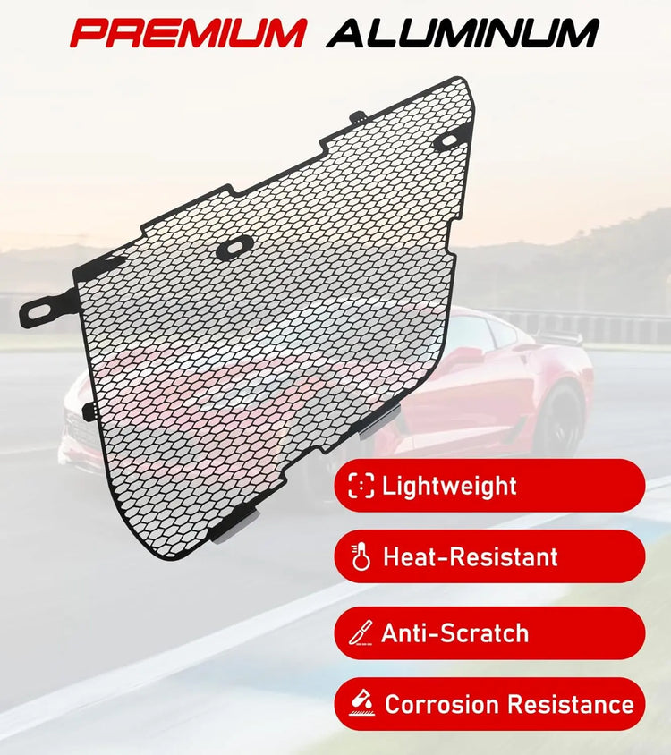 Black Aluminum Front Radiator Guards Grille for C8 Stingray Z51 Coupe Convertible/HTC 2020-2025-2