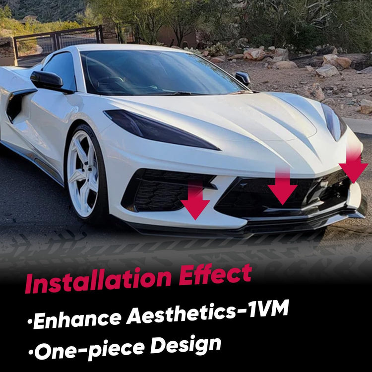 NUBEHONE C8 Real Carbon Fiber Front Splitter Bumper Lip-3