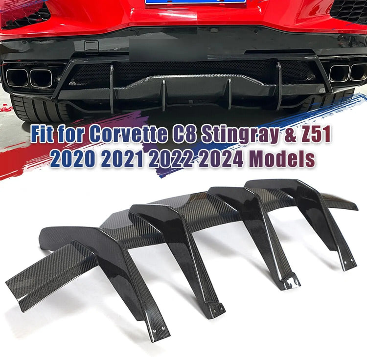 C8 Real Carbon Fiber Rear Bumper Diffuser-2