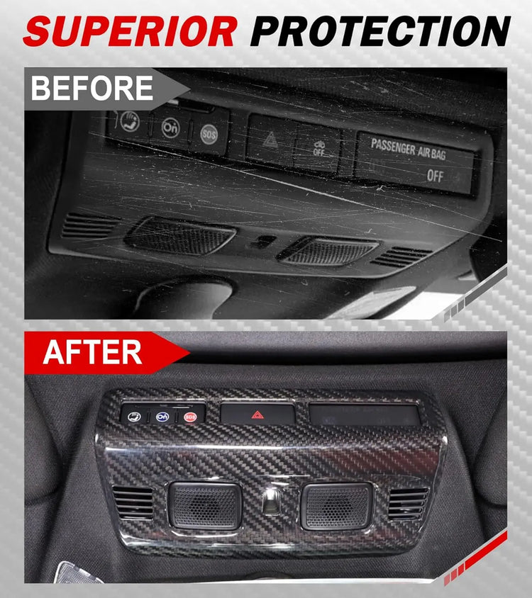 C8 Real Carbon Fiber Roof Reading Light Lamp Cover-3