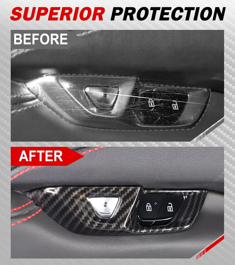 C8 Real Carbon Fiber Door Lock Switch Button Cover-3