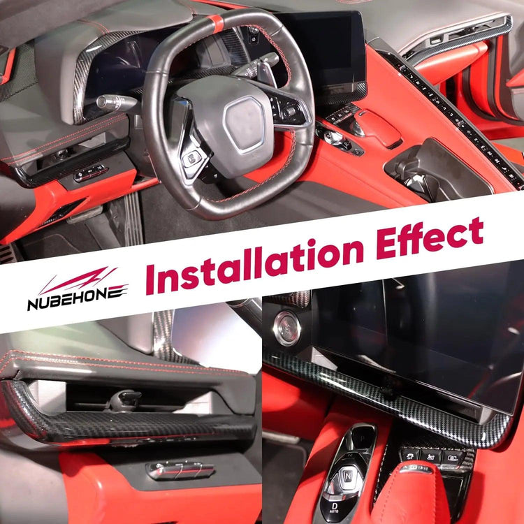 C8 Real Carbon Fiber Dashboard Interior Control Cover-3