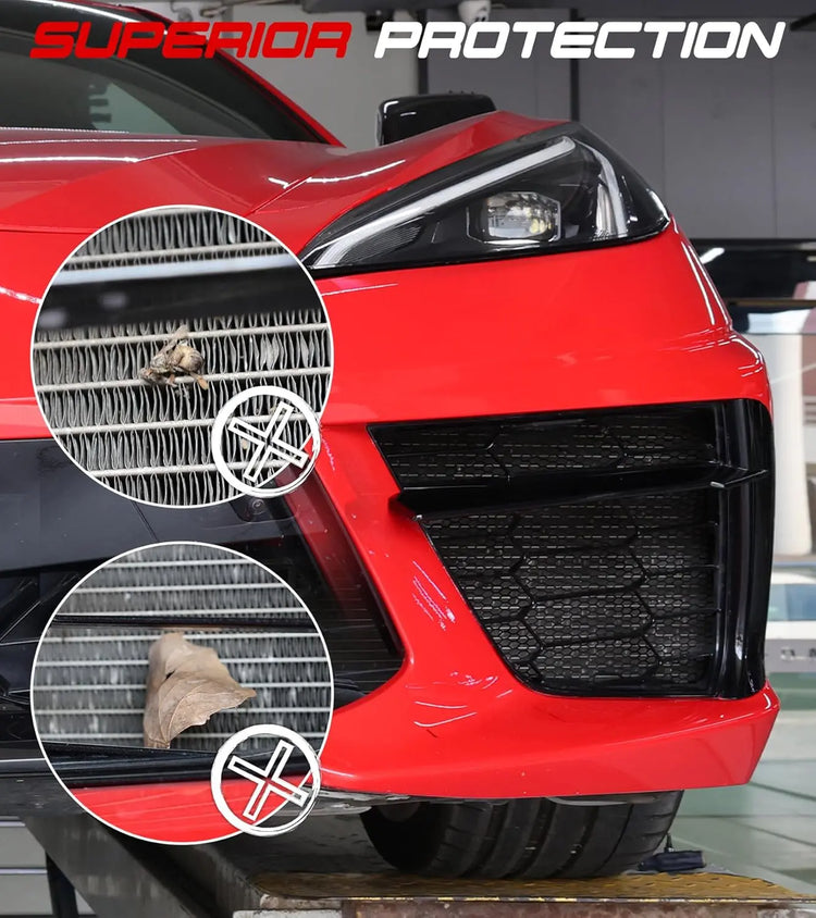 Black Aluminum Front Radiator Guards Grille for C8 Stingray Z51 Coupe Convertible/HTC 2020-2025-3