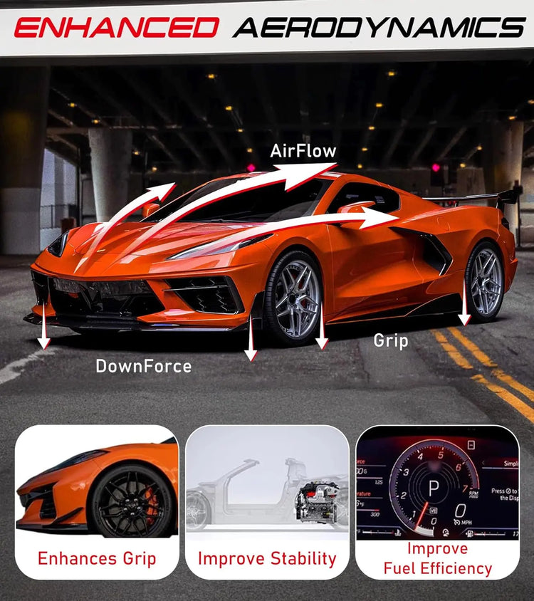 C8 Front Splitter 5VM Style Carbon Flash Black-7