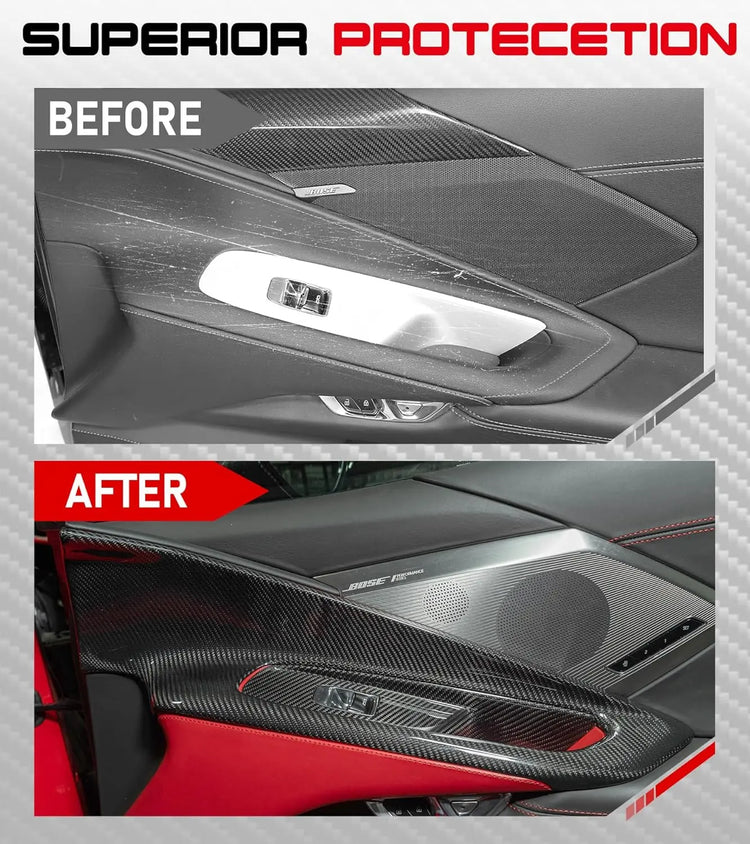 C8 Real Carbon Fiber Upper Door Handle Panel Cover-4