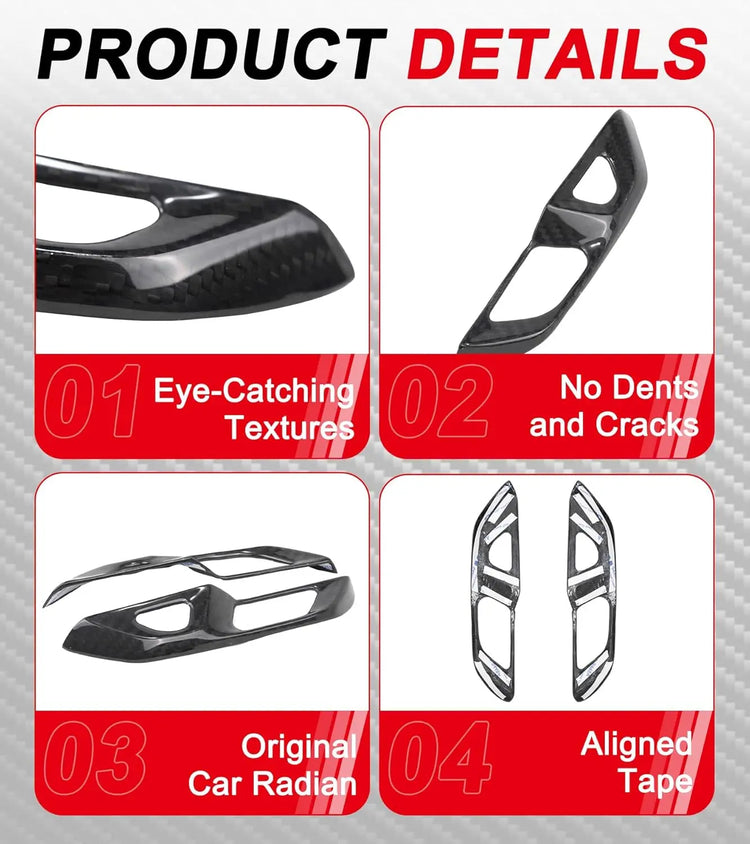 C8 Real Carbon Fiber Door Lock Switch Button Cover-4
