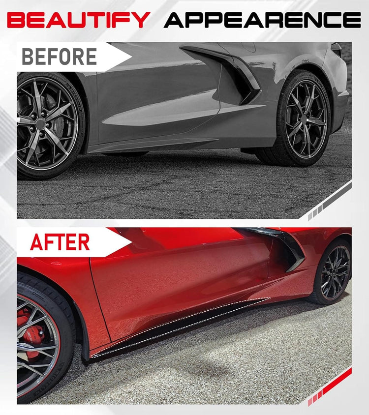 C8 Side Skirts Rocker Panels Guard Pair Carbon Flash Black