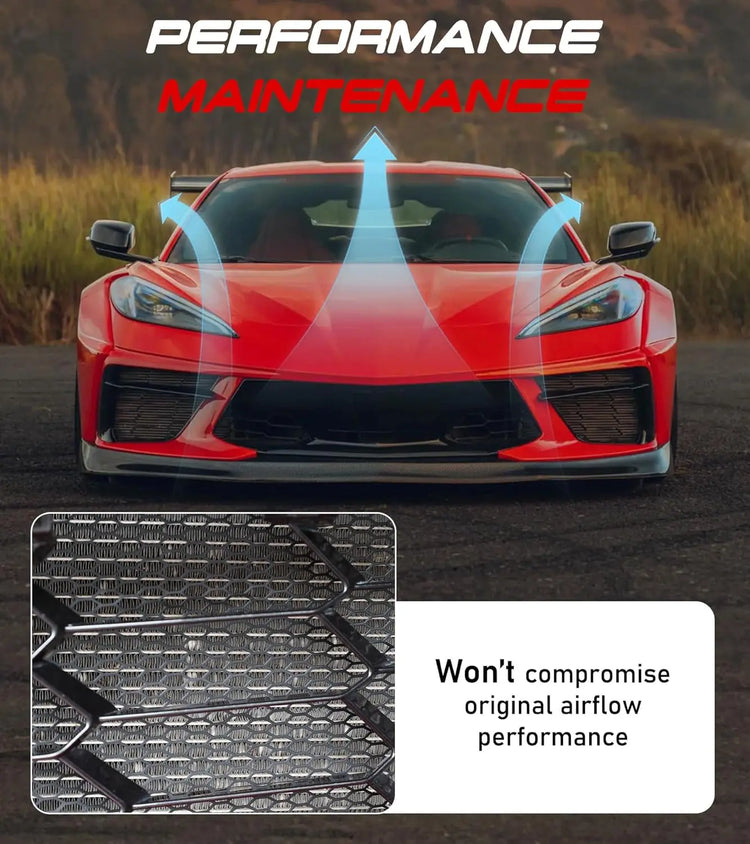 Black Aluminum Front Radiator Guards Grille for C8 Stingray Z51 Coupe Convertible/HTC 2020-2025-4