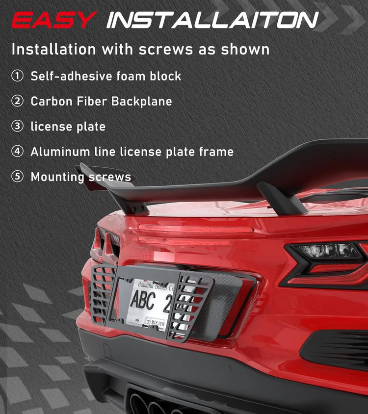 Aluminum License Plate Frame for C8 Z06 E-Ray 2023-2025-4