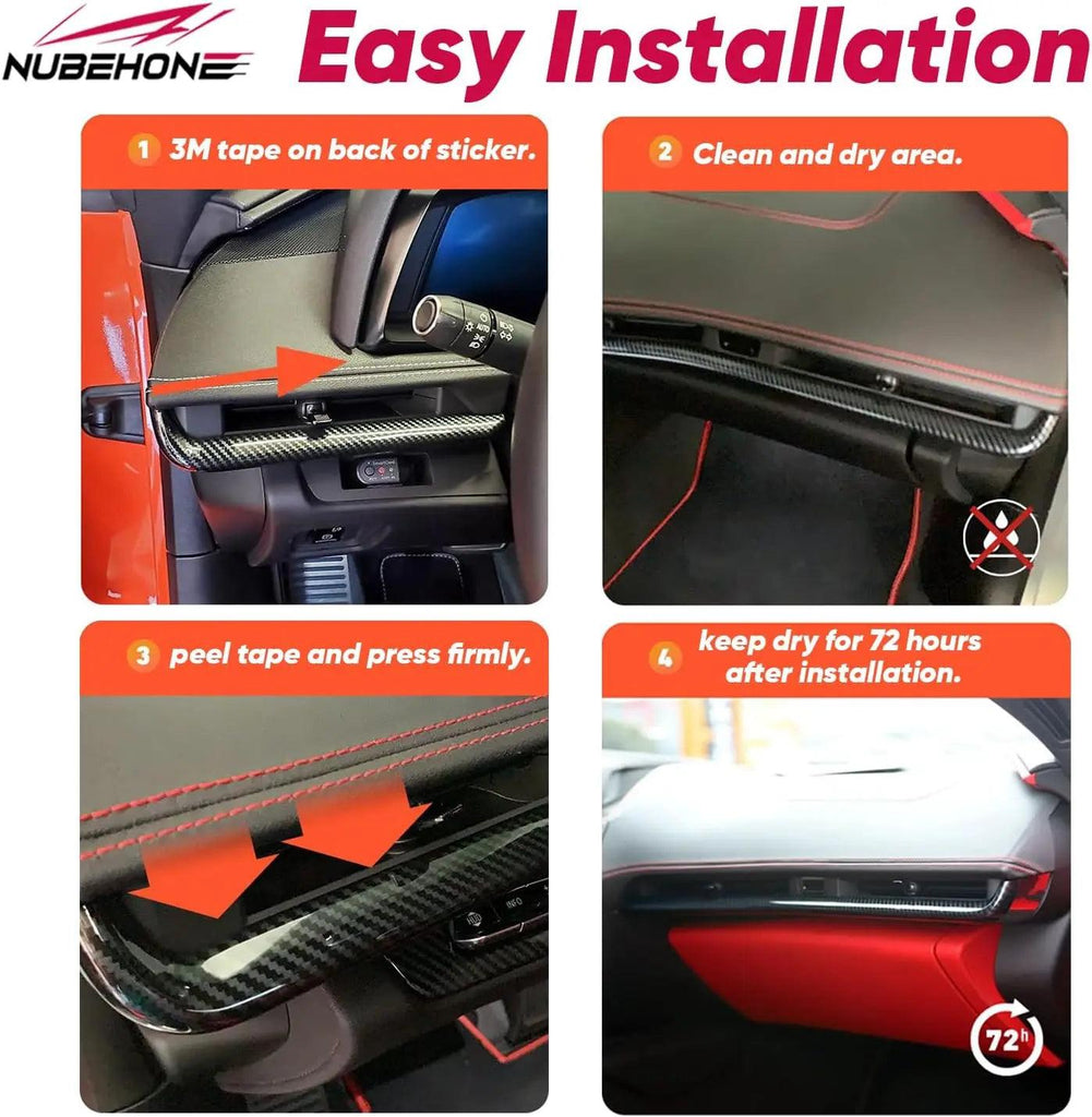 C8 Real Carbon Fiber Dashboard Interior Control Cover-5