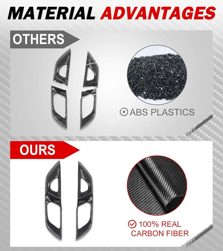 C8 Real Carbon Fiber Door Lock Switch Button Cover-5