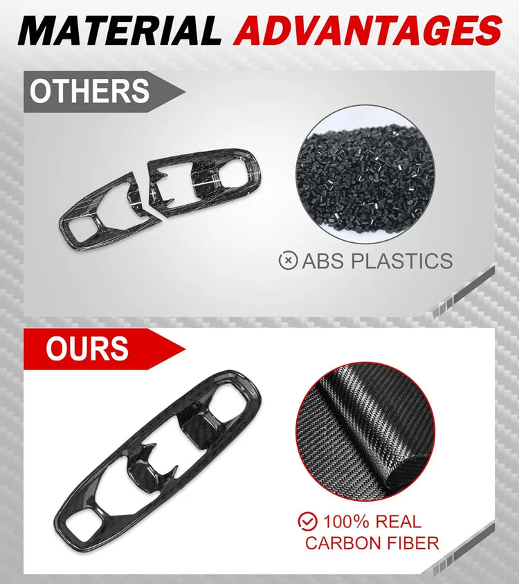 C8 Real Carbon Fiber Console Gear Shift Button Panel-5