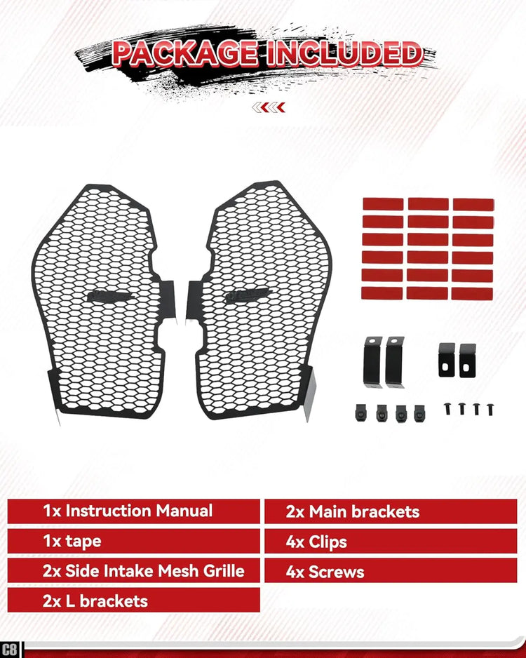 2 PCS Side Intake Grille Guard Set for C8 Stingray Z51-5