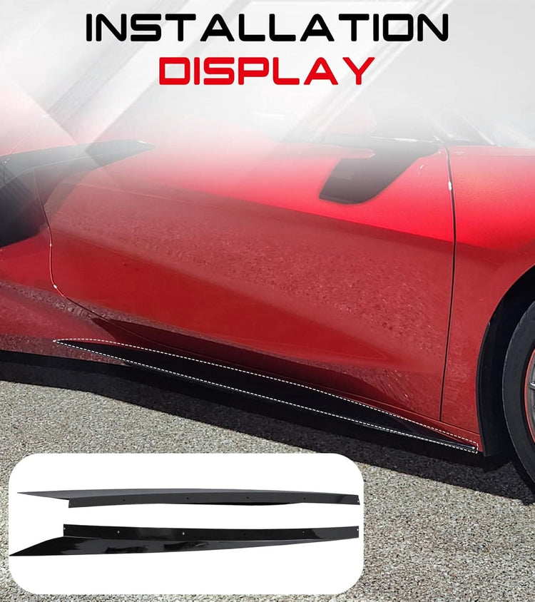 C8 Side Skirts Rocker Panels Guard Pair Carbon Flash Black