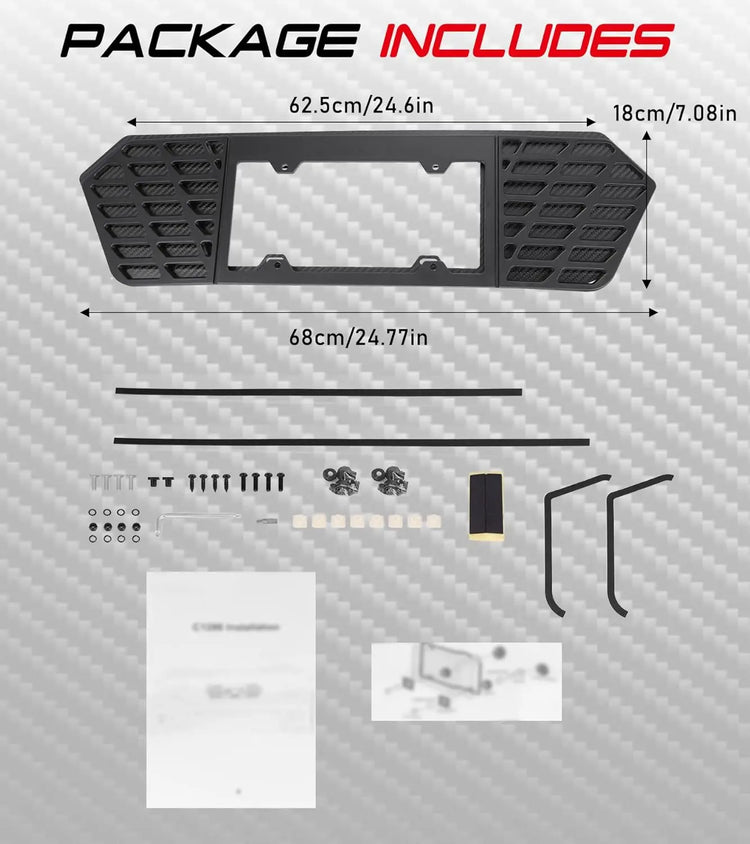 Aluminum C8 License Plate Frame with Real Carbon Fiber Background-5
