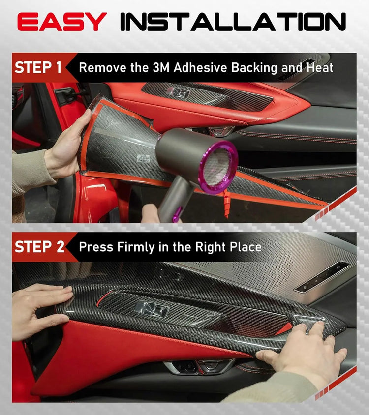 C8 Real Carbon Fiber Upper Door Handle Panel Cover-5