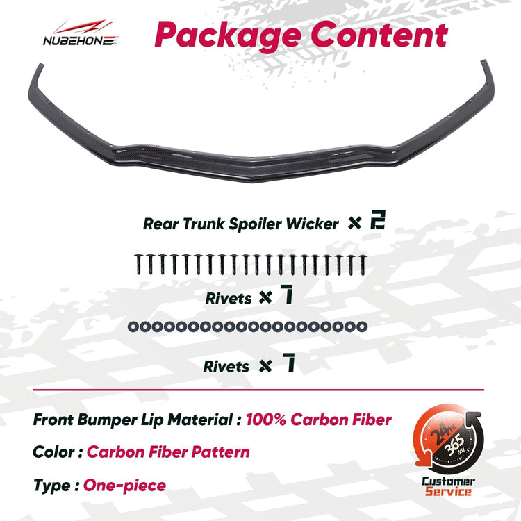 NUBEHONE C8 Real Carbon Fiber Front Splitter Bumper Lip-6