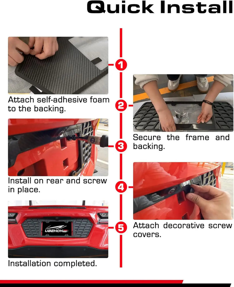 100% Carbon Fiber C8 License Plate Frame 4 Holes for Corvette C8 Stingray Z51 2020-2025-6