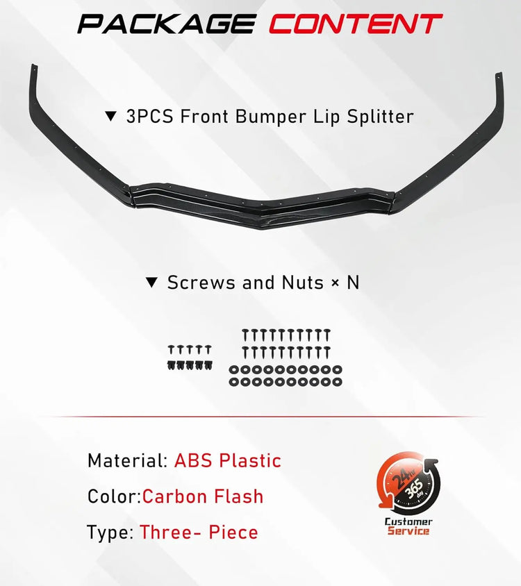 C8 Front Splitter 5VM Style Carbon Flash Black-10