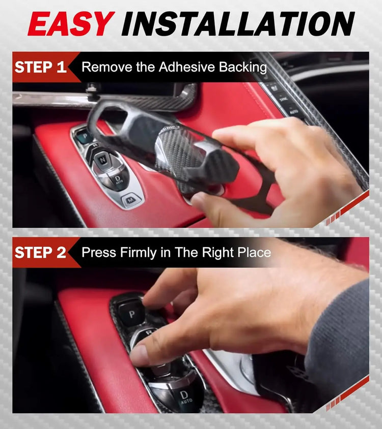 C8 Real Carbon Fiber Console Gear Shift Button Panel-7