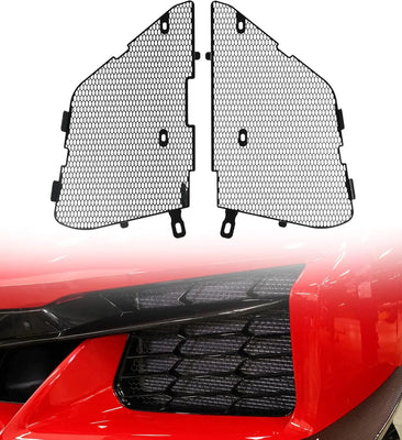 Black Aluminum Front Radiator Guards Grille for C8 Stingray Z51 Coupe Convertible/HTC 2020-2025-1