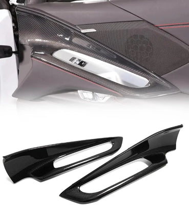 C8 Real Carbon Fiber Upper Door Handle Panel Cover-1