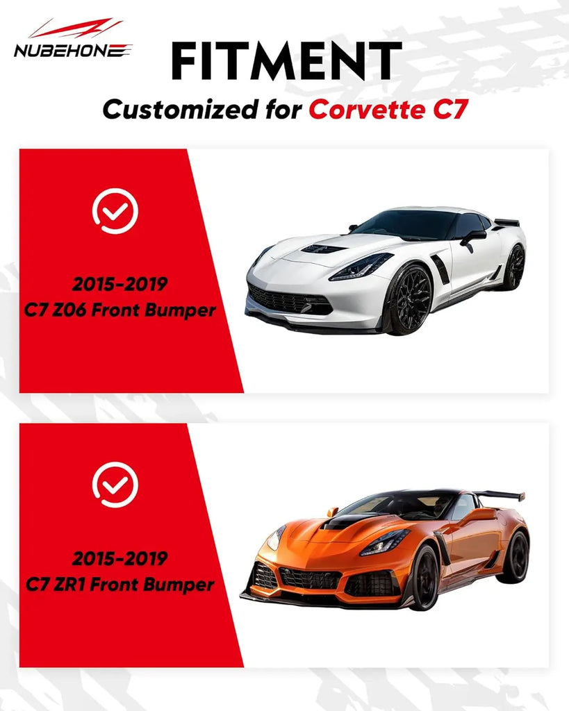 C7 Front Bumper Lower Lip Splitter with Side Extension Winglets-8