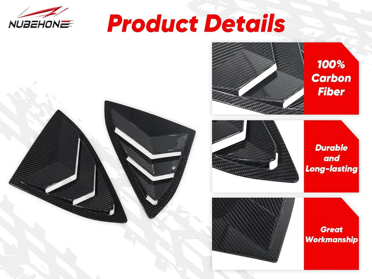 Real Carbon Fiber Side Louvers Window Trim Fit for C8 Stingray ...