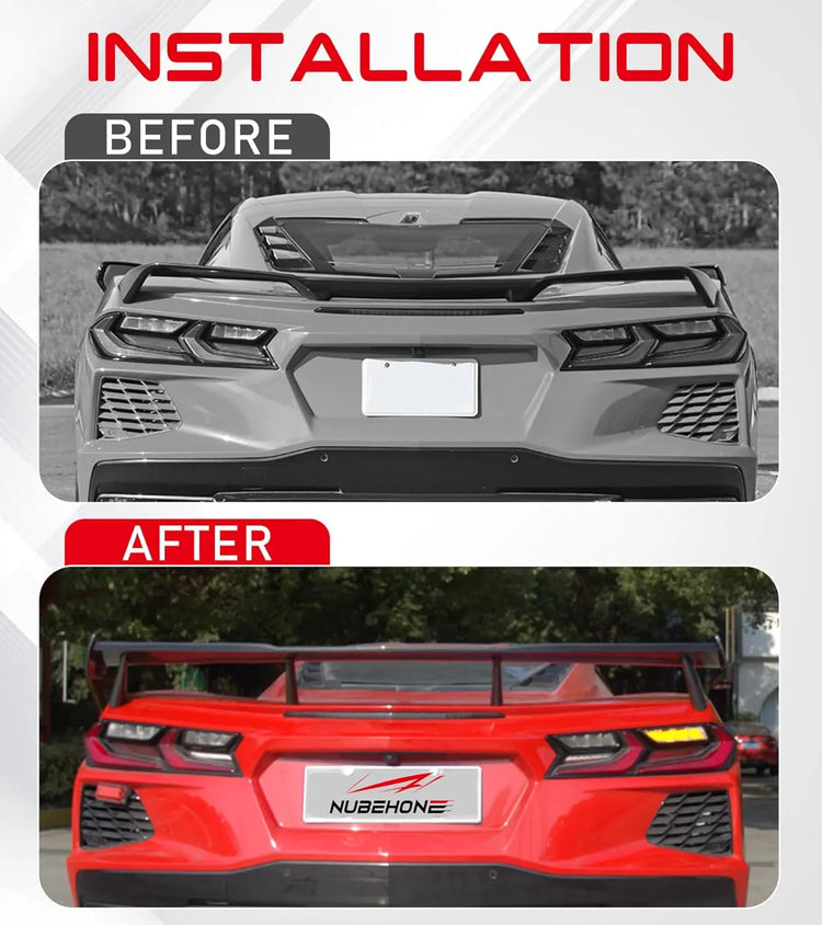 100% Carbon Fiber C8 Rear High Wing Spoiler for Corvette C8 Stingray ...