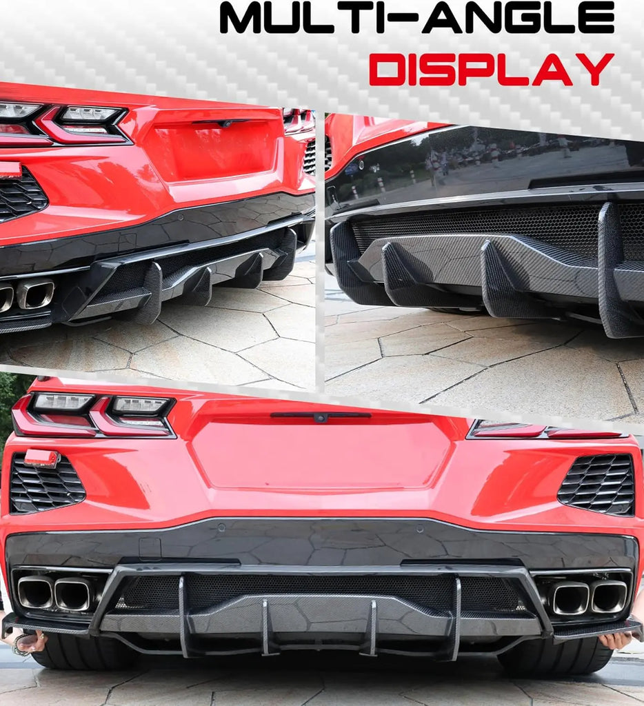 Upgrade C8 Carbon Fiber Rear Bumper Diffuser and Canards Splitter