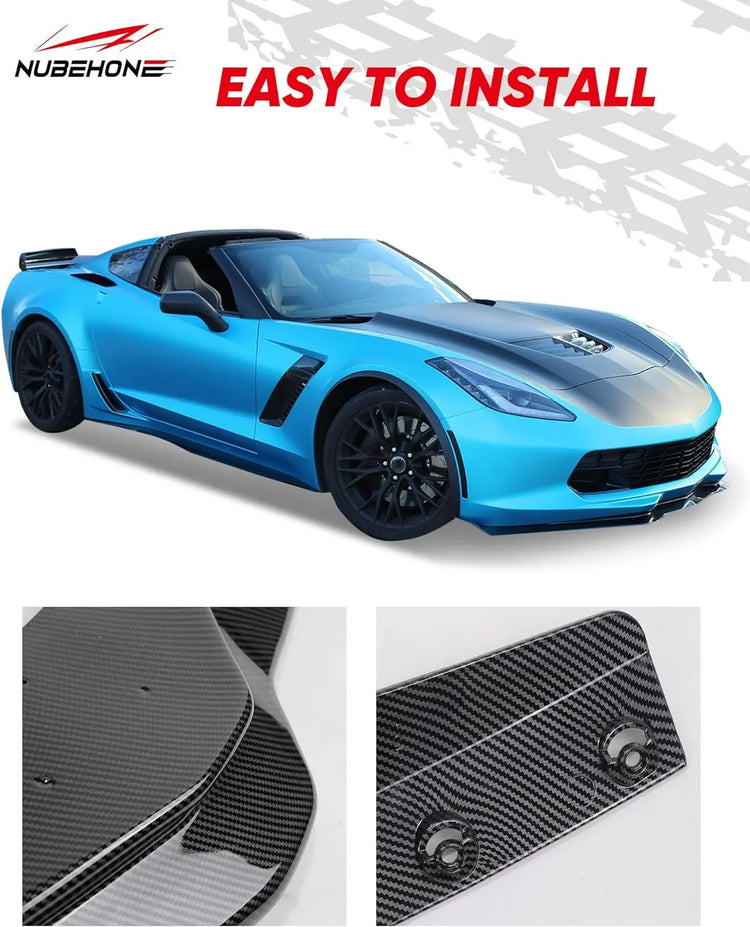 C7 Front Bumper Lower Lip Splitter with Side Extension Winglets-11