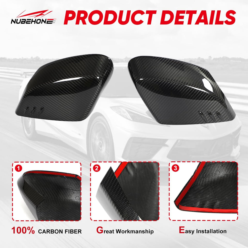 C8 Real Carbon Fiber Side Rearview Mirror Guard Cover-6