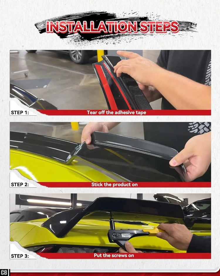 Upgrade Rear Trunk Spoiler Wicker for Corvette C8 Z51 2020-2025-6