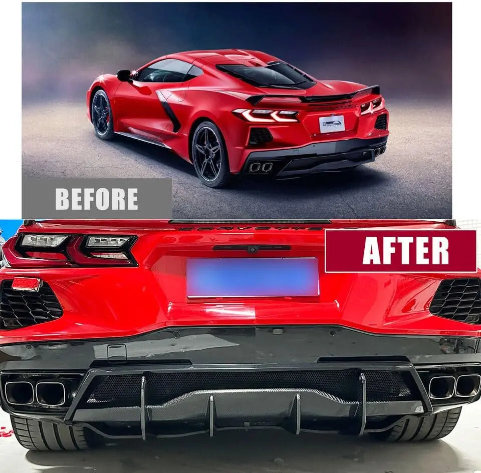 C8 Real Carbon Fiber Rear Bumper Diffuser-5