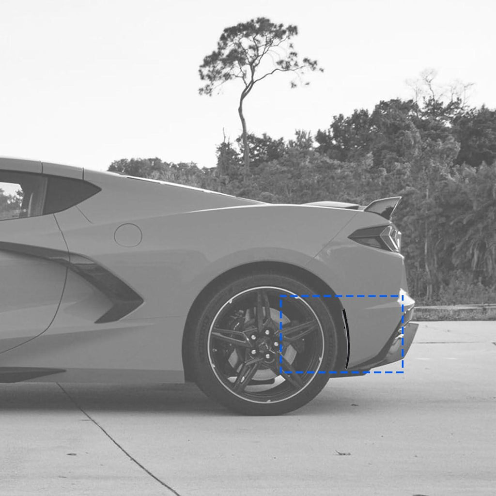XL Extended Carbon Fiber Look Splash Guards – 4-Piece Set For Corvette C8 2020+