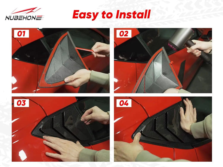 Real Carbon Fiber Side Louvers Window Trim Fit for C8 Stingray ...
